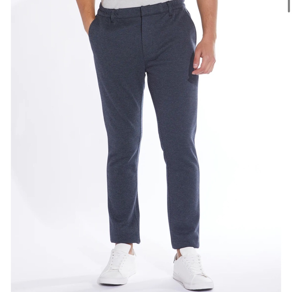 NWT Civil Society BROOKLYN | slim fit pin dot knit pant | navy | size M (32)